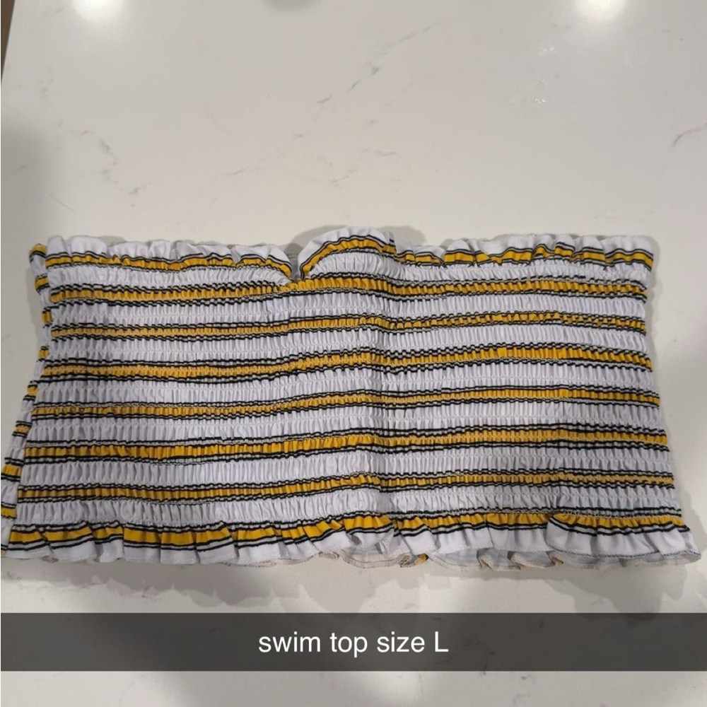 Striped Yellow and Black Swim Top